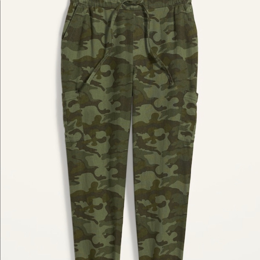 High-Waisted Linen-Blend Tapered Jogger Pants